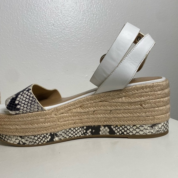 🍄 Marc Fisher Women Gigli Black White Snake Print Espadrille Sandal Siz… - Picture 9 of 13
